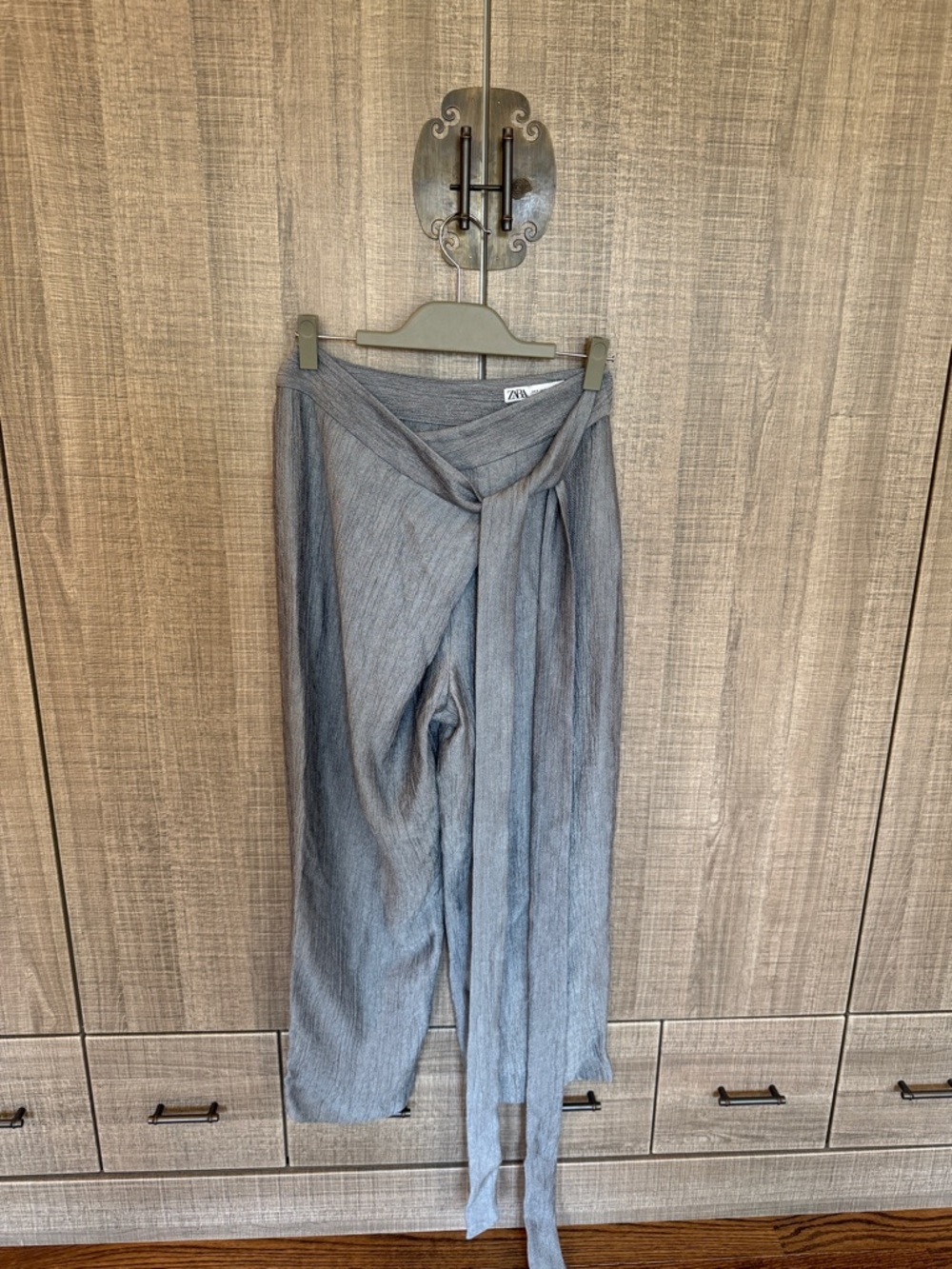 ZARA‎ Gray Wrap-Tie High-Waist Pants